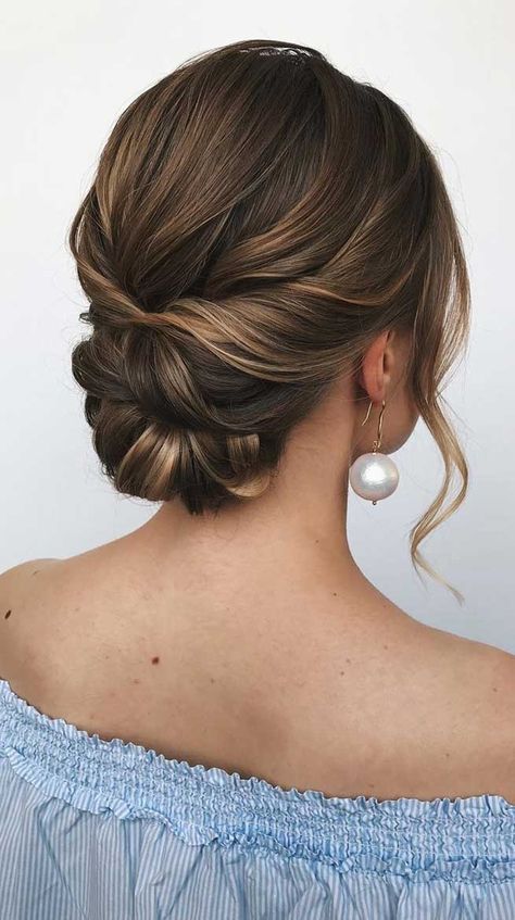 100 Best Wedding Hairstyles Updo For Every Length Soft Up Do Hair, Updo Low Bun Wedding, Low Updo Wedding Hair With Hairpiece, Medium Hair Wedding Updo, Mom Of Bride Hairstyles Over 50, Wedding Bridesmaid Updo, Wedding Buns Hairstyle, Wedding Updo For Thick Hair, Bridal Updo For Shoulder Length Hair