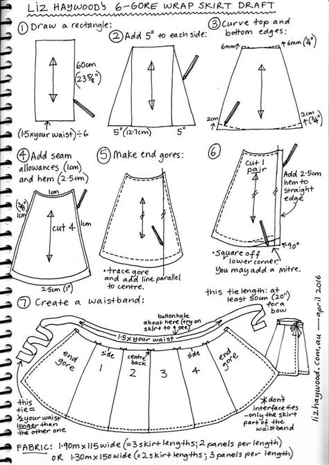 Free wrap skirt pattern summary                                                                                                                                                      More Gown Skirt Pattern, Free Wrap Skirt Pattern, African Dress Patterns, Pola Rok, Wrap Skirt Pattern, Projek Menjahit, Skirt Diy, Costura Fashion, Gown Skirt