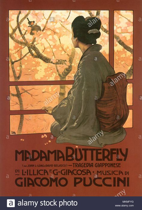 One fine day (Satisfied) Madame Butterfly Opera, Recital Poster, Madama Butterfly, Madame Butterfly, Butterfly Poster, Theatre Poster, Vintage Poster Art, Romantic Art, Ethereal Art