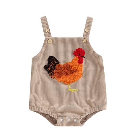 Girl Summer Outfits, Farm Chicken, Girls Overalls, Baby Overalls, Newborn Baby Boy, Newborn Romper, Boys Summer Outfits, Baby Boy Romper, Cute Embroidery