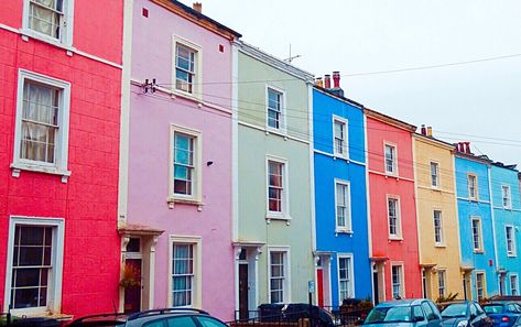 Where (and Why!) to Find the Colourful Houses of Clifton, Bristol - Where Goes Rose? Bristol Colourful Houses, Colourful House Exterior, Bristol Clifton, Liminal Nostalgia, Europe Life, Bristol Houses, Holiday Locations, Colourful House, Building Reference