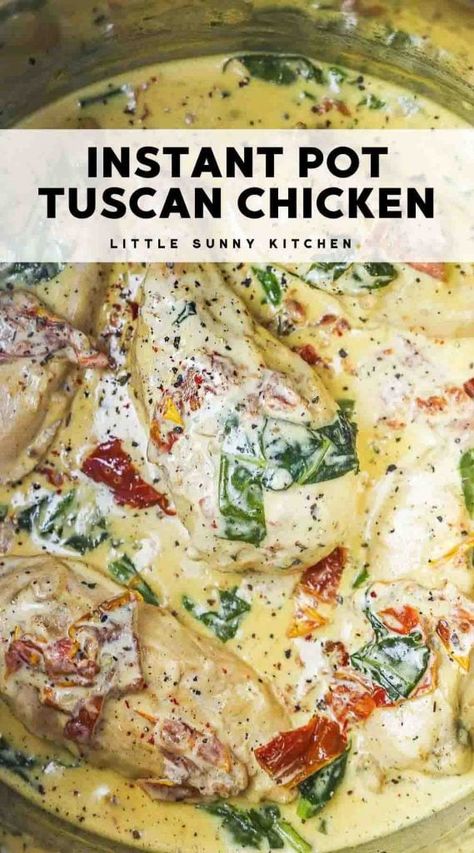 Insta Pot Tuscan Chicken Recipes, Instant Pot Chicken And Spinach Recipes, Chicken And Spinach Instant Pot, Healthy Dinner Recipes Instant Pot Chicken, 3 Qt Instapot Recipes, 6qt Crockpot Recipes, Instant Pot Pro Plus Recipes, Instapot Cracked Chicken Recipe, Instapot Tuscan Chicken Recipes