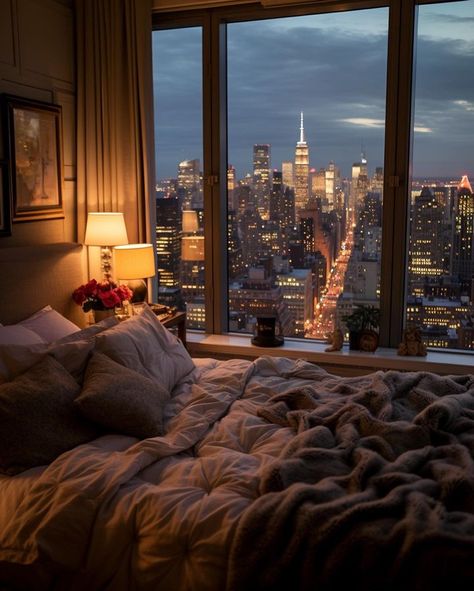 Apartamento New York, Appartement New York, City View Apartment, Apartment View, Dream Apartment Decor, City At Night, Living Room Goals, Dekorasi Kamar Tidur, Apartment Aesthetic