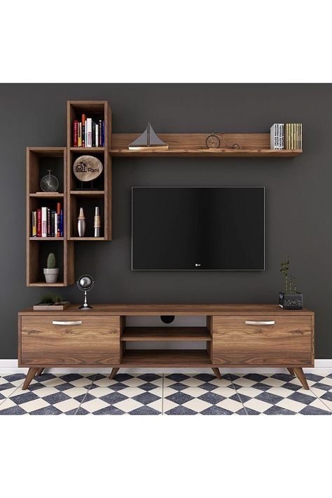 Tv Shelf Design, Modern Tv Unit Designs, Tv Unit Furniture Design, Tv Unit Decor, Tv Unit Furniture, Tv Unit Interior Design, Tv Cabinet Design, تصميم داخلي فاخر, Wall Tv Unit Design