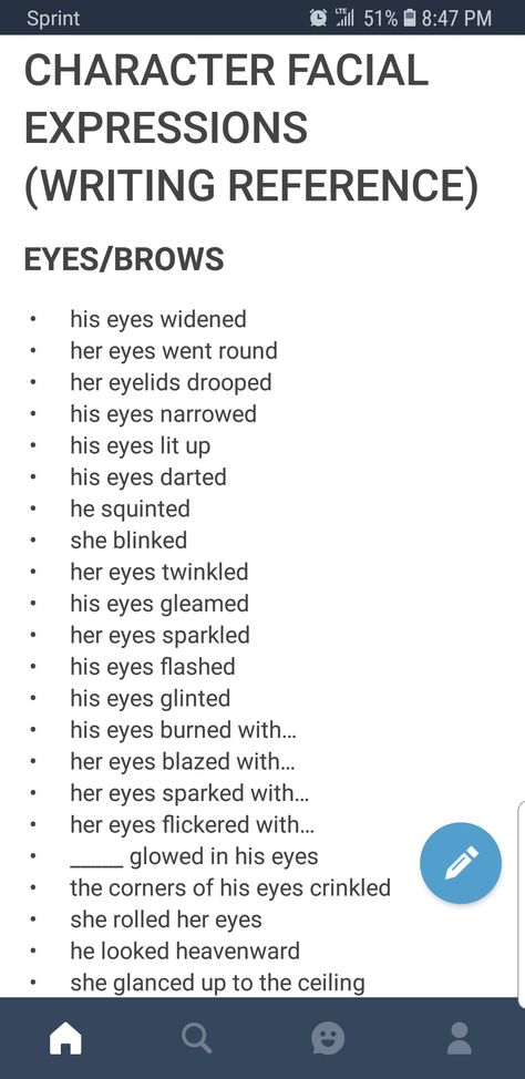 Character's Facial Expressions (Writing Reference) Facial Expression Writing, Facial Expressions Words, Confused Expression Writing, Writing Tips Facial Expressions, Words For Facial Expressions, Character Skills Writing, Expression In Writing, Facial Expressions In Writing, How To Write Expressions