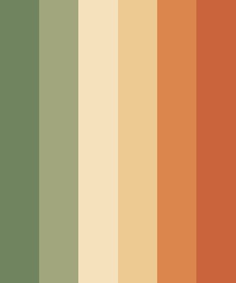 Orange Swatches Colour Palettes, Orange And Sage Color Palette, 70s Green Color Palettes, Sage Orange Color Palette, Fall Color Palate, Burnt Orange Color Palette Living Room, Boho Orange Color Palette, Green Color Pallete Colour Schemes, Orange Green White Color Palettes