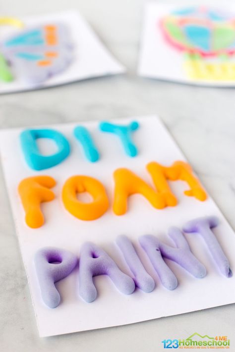 Upcycling, Puffy Paint Crafts, Puffy Paint Recipe, 2nd Grade Crafts, Diy Puffy Paint, Homemade Puffy Paint, Kindergarten Art Lessons, Paint Recipe, Toddler Painting