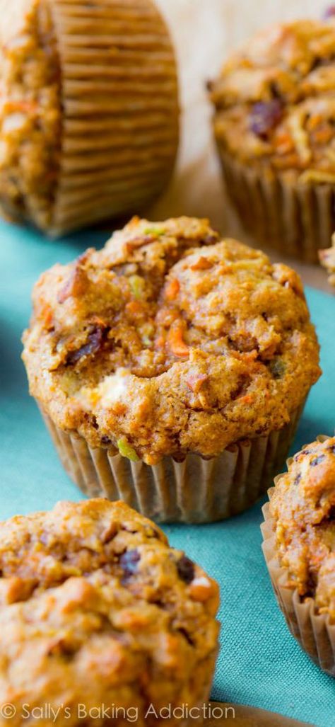 Morning Glory Muffins | Sally's Baking Addiction Resep Muffin, Glory Muffins, Morning Glory Muffins, Sally's Baking, Muffin Bread, Breakfast Muffins, Healthy Muffins, Apple Cake, Breakfast Breads