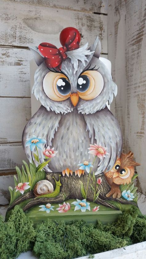 undefined Craft Painting Ideas, Decorative Painting Patterns, Craft Painting, Tole Painting Patterns, Owl Crafts, Country Paintings, Owl Painting, Wood Craft, Tole Painting