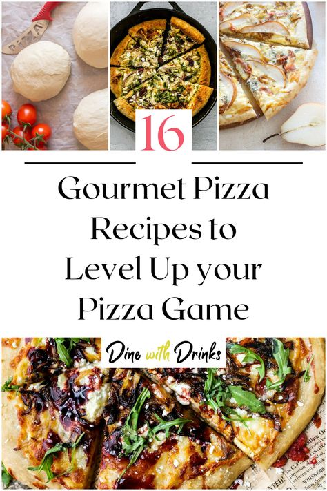 Collage of 4 gourmet pizza recipes. Unique Pizza Toppings, Gourmet Pizza Recipes, Pizza Gourmet, Fancy Pizza, Pizza Oven Recipes, Creative Pizza, Unique Pizza, Artisan Pizza, Gourmet Pizza