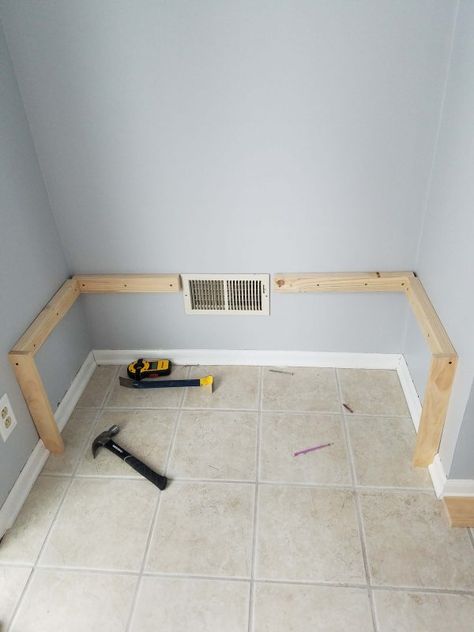 How To Make A Small Bench Entry Ways, Built In Mudroom Bench Entryway, How To Build A Coat Rack Bench, Laundry Room Shoe Bench, Diy Entryway Bench With Storage Plans, Diy Hall Bench With Storage, Simple Diy Bench Entryway, Diy Garage Bench And Shoe Storage, Diy Front Door Bench