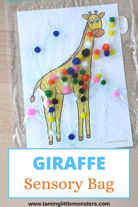 Sensory Zoo Activities, Giraffe Lesson Plan Activities, Sensory Activities With Animals, Lion Sensory Play, Giraffe Sensory Activities, Sensory Activity Kindergarten, Zoo Animal Infant Crafts, Baby Animals Art For Toddlers, Zoo Animals Preschool Activities Art Projects