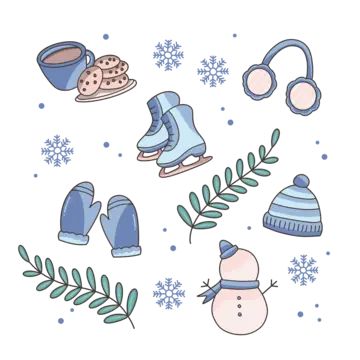 Kawaii, Winter Wonderland Clipart, Goodnotes Stickers Winter, Winter Vector Art, Cute Winter Clipart, January Stickers Planner, Winter Cute Drawing, Winter Stickers Printable, Winter Stickers Aesthetic