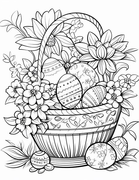 Easter Coloring Pages For Adults, Easter Adult Coloring Pages, Easter Colouring Pages Printables, Cute Easter Drawings, Easter Pictures To Color, Spring Coloring Pages For Adults, Easter Drawings Ideas, Easter Coloring Pages Printable Free, Spring Coloring Pages Free Printable