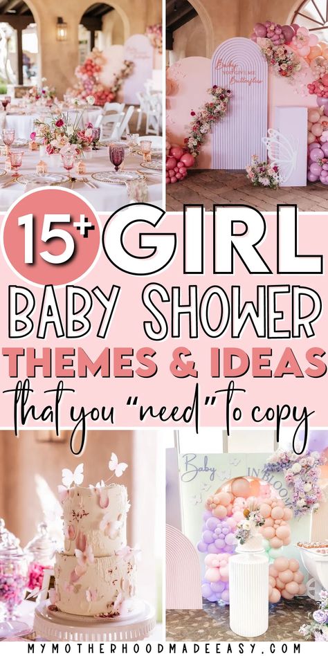 Baby Shower Thenes For Girl, Girl Babyshower Decoration Ideas, Baby Shower Theme Decorations For Girl, Babyshower Ideas Baby Girl, Baby Girl Babyshowers Themes, Baby Shower For A Girl Ideas, Babyshower Decoration Ideas Girl, Girl Babyshower Decor, Baby Shower Colors Girl