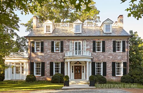 georgian-revival-style-home-exterior-103276724 Georgian Revival Homes, Paleo Breakfast Ideas, Sarah Bartholomew, Georgian Revival, Colonial House Exteriors, Brick Exterior House, Casas Coloniales, Casa Exterior, Contemporary Homes