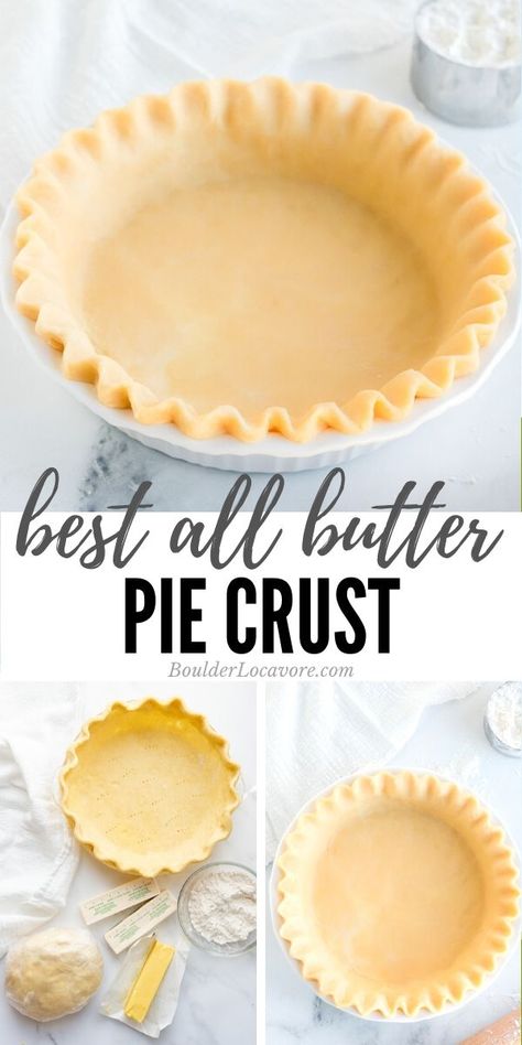 This All Butter Pie Crust is the only pie crust recipe you'll ever need. Made with a special ingredient it always works. It's easy to make, roll out and makes a delicious flaky pie crust every time. Can be regular or gluten-free too! Quiche, Pie Pastry Recipe Savoury, Pie Crust Topping, Pie Crust Recipe No Chill, Butter Pastry Recipe Pie Crusts, Bread Machine Pie Crust, All Butter Pie Crust Recipe, Butter Crust Pie Recipe, 9 Inch Pie Crust Recipe