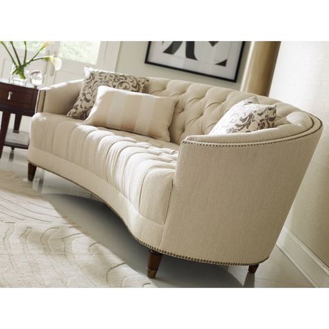 Curved Sofa Living Room, Curved Couch, Budget Friendly Living Room, Caracole Furniture, Chenille Sofa, Small Living Room Design, Furniture Classic, Tufted Sofa, Curved Sofa