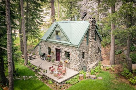 Cozy Winter Cabin, Scandinavian Cabin, Stone Cabin, Treehouse Cabins, Stone Chimney, Stone Cottages, Old Stone Houses, Cabins For Sale, Forest Cabin