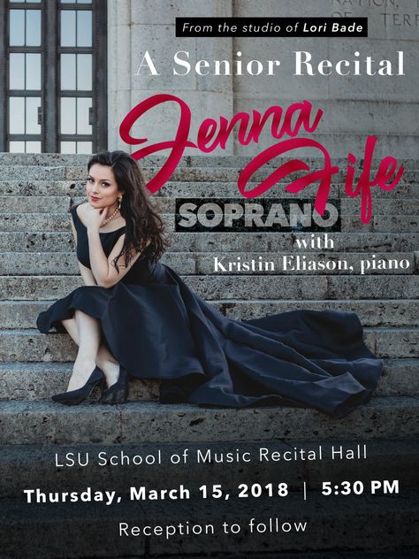 Senior Recital Dress, Voice Recital Poster, Senior Recital Poster, Music Recital Poster, Recital Poster Design, Recital Poster, Senior Recital, Recital Dress, Grad Ideas