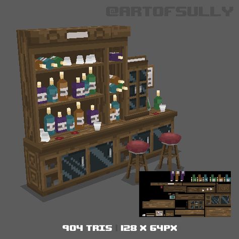 ArtStation - 3D Pixel-Art Back of Bar (Commission), Brendan Sullivan 3d Pixel Art, Voxel Games, Cube World, Low Poly Character, Orange Apple, 3d Pixel, Minecraft Interior Design, Low Poly Games, Pixel Art Tutorial