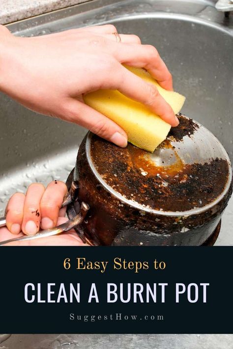 How to Clean a Burnt Pot  6 Step by Step Guideline Clean Burnt Pots, Dishwasher Tabs, Burnt Sugar, Dishwasher Tablets, Clean Pots, Lemon Filling, Health Trends, Pots Pans, Diy Cleaning