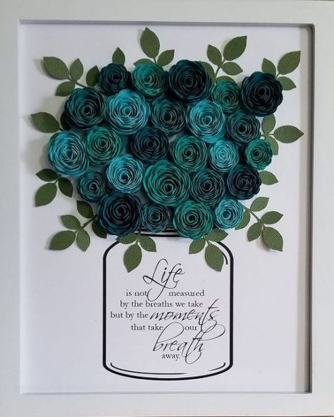 Idee Cricut, Desain Quilling, Paper Flower Art, Folding Origami, Flower Shadow Box, Paper Quilling Designs, Paper Flowers Craft, Diy Mothers Day Gifts, Easy Diy Gifts