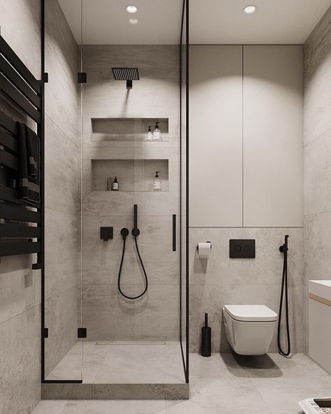 Shower Near Toilet, Bathroom 8 M2, Bathroom 5m2 Ideas, Modern Bathroom Tiling Ideas, 2 X 3 Bathroom Layout, Small Bathroom 3 M2, Bathroom Ideas Wetroom, Toilet With Shower Design, Minimalist Toilet And Bath