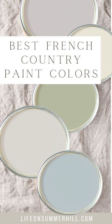 Main Room Paint Colors, Country French Paint Colors, Best French Country Blue Paint Colors, Shabby Chic Color Palette French Country, French Country Homes Interiors, French Colors Palette, Shabby Chic Color Palette Colour Schemes, Best Color Paint For Bedroom, French Country Chic Living Room