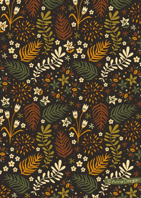 Anna Deegan - Fox Tales on Pantone Canvas Gallery Doodle Pattern, Textil Design, 패턴 배경화면, Fall Patterns, For Wallpaper, Art Et Illustration, Fall Wallpaper, Fantasy Illustration, Surface Pattern Design