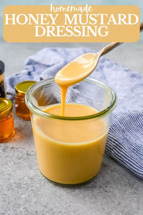 Honey Mustard Dressing Creamy Basil Dressing, Garden Salad Recipe, Mustard Salad Dressing, Homemade Dressings, Honey Mustard Recipes, Spring Mix Salad, Honey Mustard Dipping Sauce, Homemade Honey Mustard, Mustard Recipe