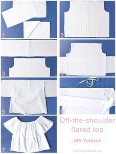 Diy Off Shoulder T Shirt, Off The Shoulder Blouse Pattern, Off Shoulder Dress Diy, Diy Tops For Women Tutorials, Diy Off The Shoulder Shirt, Sew Off Shoulder Top, Off The Shoulder Top Diy, Diy Off Shoulder Shirt, Diy Tops For Women