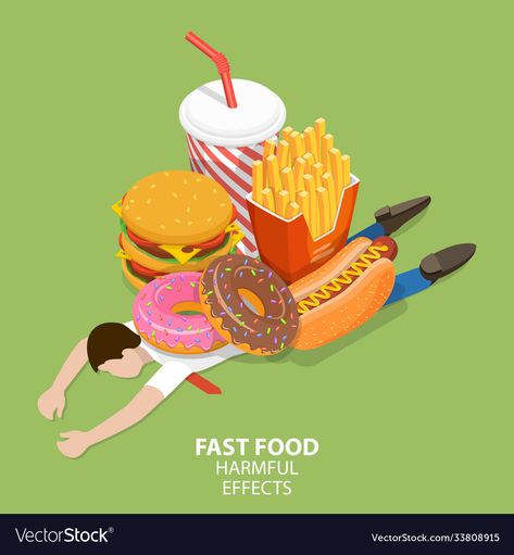 Essen, Junk Food Effects, Healthy Eating Illustration, Unhealthy Food Illustration, Junk Food Poster, Nutrition Illustration, Effects Of Junk Food, Avoid Junk Food