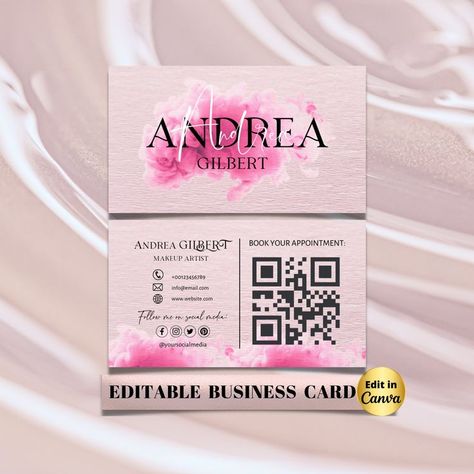 Pin on Business Card TEMPLATES Lipgloss Business Cards, Lipgloss Business Cards Ideas, Business Card Ideas For Estheticians, Salon Cards Business Ideas, Pink Visiting Card, Business Cards Beauty Salon, Nail Cards Business Design, Etsy Buissness Card, Canva Card Design