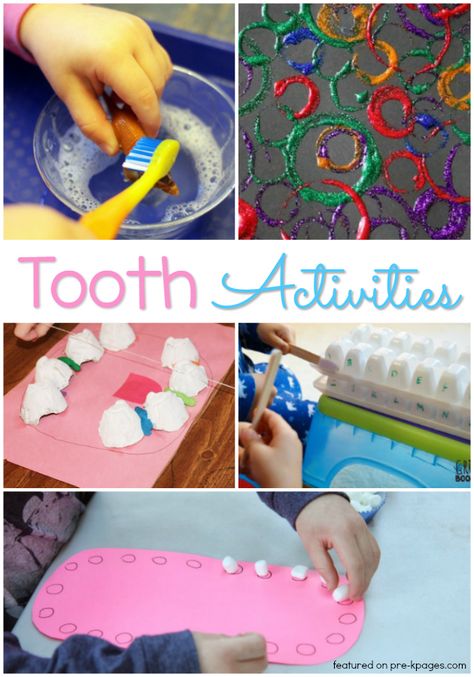 20 Activities for a Dental Health Theme Preschool Tooth Activities, Dental Health Activities For Preschool, Dental Awareness Preschool, Teeth Cleaning Activities For Kids, Tooth Activities For Preschool, Dental Health Crafts For Toddlers, Teeth Kindergarten, Dental Awareness, Dental Health Preschool Crafts