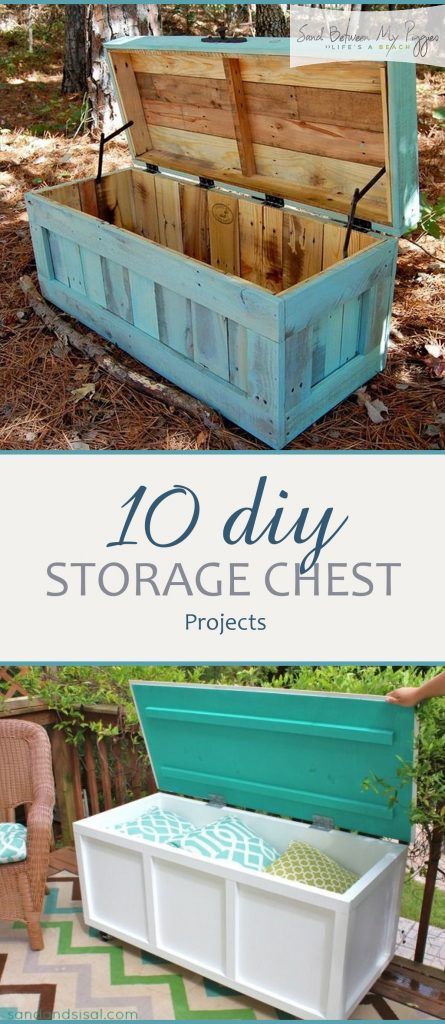 10 DIY Storage Chest Projects | Sand Between My Piggies- Beach Vacations and Travel - all things Beach Diy Storage Chest, Garden Diy Furniture, Chests Diy, Chest Ideas, Diy Storage Bench, Diy Rangement, Hout Diy, Halloween Decorations Diy Outdoor, Hemma Diy