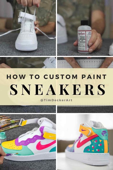 Upcycling, How To Paint Shoes With Acrylic Paint, Painting Boots Diy, Sneaker Painting Ideas, Painting Ideas Yellow, Sneakers Painting Ideas, Sneakers Painting, Paint Sneakers, Sneaker Painting