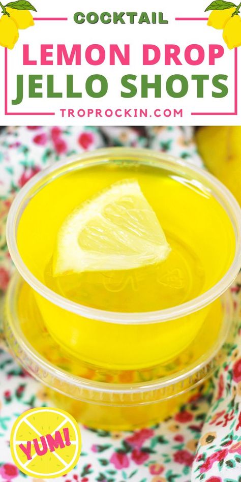 Lemon Drop Jello Shots, Lemon Jello Shots, Summer Jello Shots, Shots Alcohol Recipes, Jello Pudding Shots, Alcoholic Treats, Lemon Jello, Pudding Shots, Jello Shot Recipes