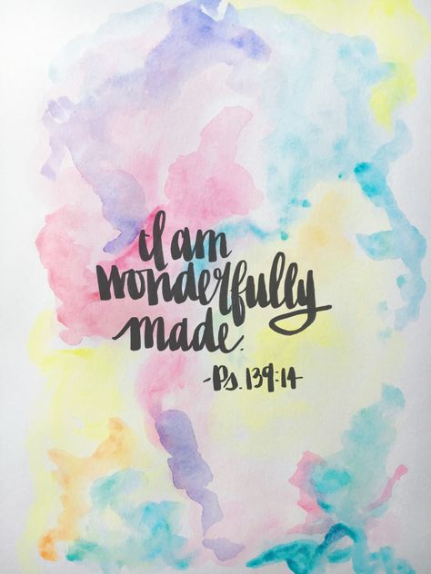 wonderfully made watercolor Beautifully And Wonderfully Made, I'm Not Pretty, Not Smart Enough, Overcoming Insecurity, Not Pretty Enough, Short Bible Quotes, Short Bible Verses, Bible Quotes Images, Christian Verses