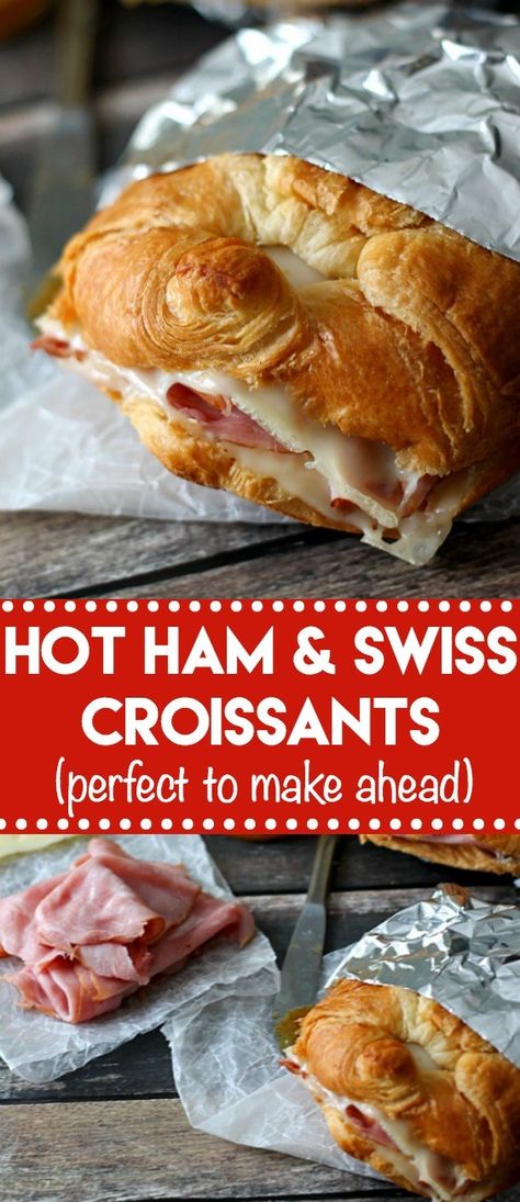 Hot Ham & Swiss Croissants, melty, cheesy perfection! The Perfect Sandwich, Ham And Cheese Croissant, Perfect Sandwich, Hot Sandwich, Melty Cheese, Honey Mustard Sauce, Mustard Sauce, Simple Sandwiches, Campfire Food