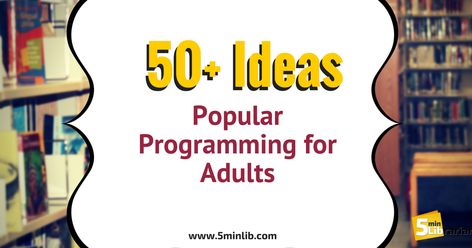 So, you're planning programming for the adults in your library and you're looking to change it up? From time to time, this question is p... Senior Library Programs, Library Program Ideas For Adults, Adult Library Program Ideas, Public Library Ideas, Library Programs For Adults, Passive Programming Library, Public Library Programs, Church Library, Crafts For Beginners