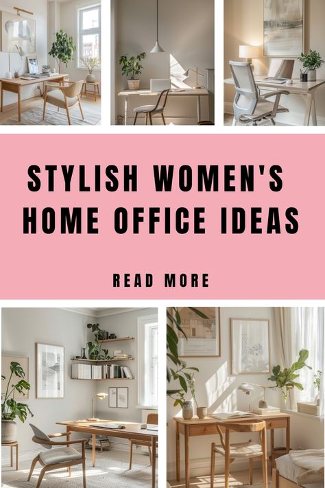 Discover stylish and practical Women's Home Office Ideas to create a productive work space at home. Get inspired by chic office decor and organization hacks for the ultimate Women's Home Office. Find the perfect balance between fashion and functionality with these Women's Home Office inspiration. Upgrade your WFH setup and boost your productivity in a beautiful environment tailored just for you! Explore the best design trends and interior concepts for a personalized Women's Home Office that matc California Casual Office Decor, Women’s Home Office Inspiration, Work From Home Inspiration, Home Office Themes, Home Office Inspiration Feminine, Sit Stand Desk Home Office Layout, Womens Office Decor Ideas, Woman Home Office, Elegant Decorating Ideas