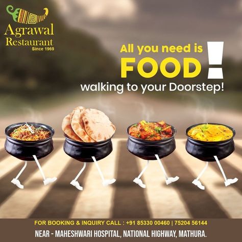 https://www.facebook.com/agrawalrestaurantsince1969/?ref=pages_you_manage Food Social Media Post Design Ideas, World Food Safety Day Creative Ads, Food Creative Post, Food Creative Ads, Food Instagram Post, Food Creatives, Authentic Indian Food, Food Creative, Delivery Food