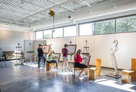 Gallery of Jackson Dinsdale Art Center / TACK architects - 5 Art Hub Architecture, Art Space Architecture, Art Therapy Spaces Interior Design, Community Art Gallery, Art Workshop Interior Design, Community Arts Center, Art Center Interior Design, Art Gallery Seating, Art Therapy Center Architecture