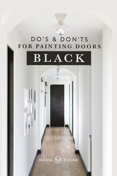 Black Basement Ideas, Black Basement, Paint Doors Black, Painting Interior Doors Black, Black Interior Door, Black Hallway, Interior Door Colors, Interior Front Door, Hallway Door