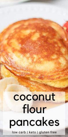 Fluffy Coconut Flour Pancakes, Fried Onions Recipe, Coconut Flour Pancakes Recipe, Menu Sarapan Sehat, Coconut Flour Pancakes, Flour Pancakes, Coconut Flour Recipes, Low Carb Pancakes, Keto Pancakes