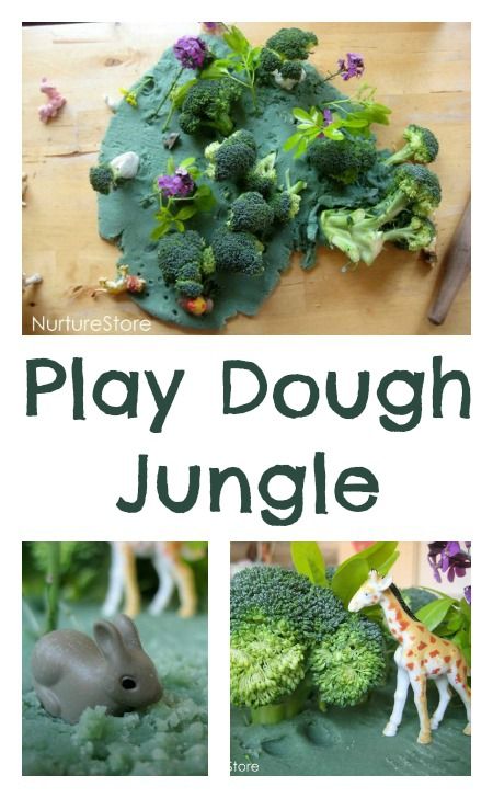 Jungle small world :: play dough fun On offer today we had some homemade green play dough, some leaves and flowers picked from the garden, and a few stalks of broccoli. What could we make? Montessori, Jungle Small World, Babyroom Girl, Jungle Activities, Preschool Jungle, Curiosity Approach, Jungle Thema, Dough Ideas, Dear Zoo