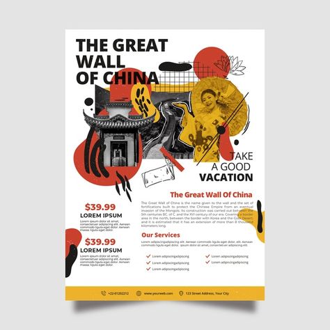 Travelling to china stationery poster te... | Free Vector #Freepik #freevector #flyer #poster #business #travel Collage Flyer, Journey Poster, China Poster, Travel Flyer, Poster Business, South Dakota Travel, Flyer Design Layout, Travel Poster Design, Business Poster