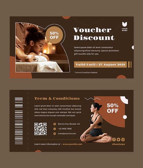 Spa Gift Voucher, Tickets Design, Spa Vouchers, Gift Voucher Template, Spa Gift Card, Gift Voucher Design, Voucher Template, Voucher Design, Ticket Design