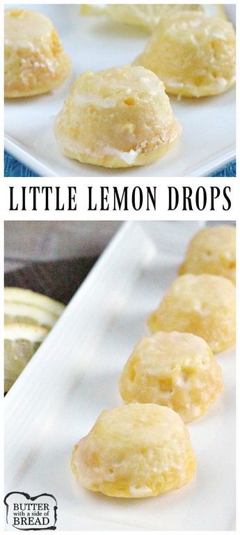 Little Lemon Drops - insanely delicious bite sized lemon cake drops- easy to make and everyone devours then! Recipe from Butter With a Side of Bread Lemon Cake Mix Recipe, Delicious Lemon Cake, Cupcakes Easy, Lemon Treats, Lemon Drops, Yummy Desserts Easy, Cake Mixes, Lemon Cake Mixes, Lemon Glaze